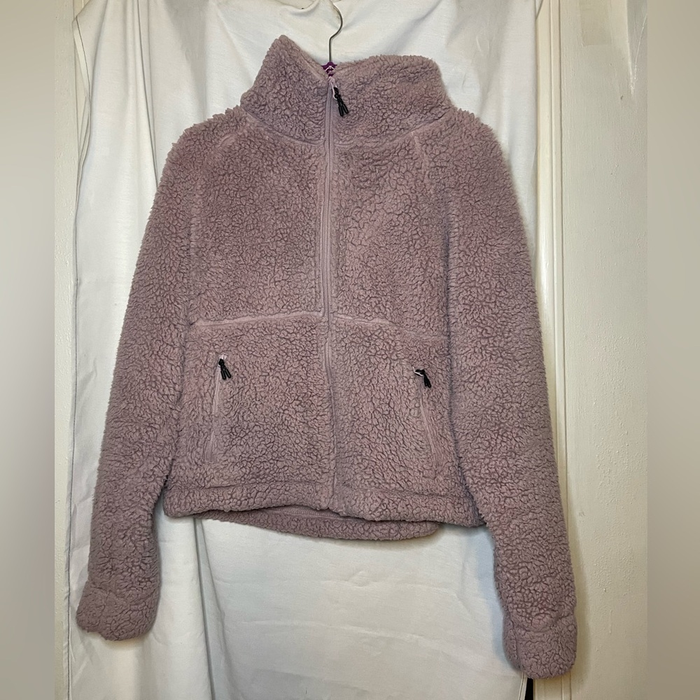 Iceberg Light Purple Teddy Bear Full Zip Fuzzy Sweater w Zip Pockets Size XL